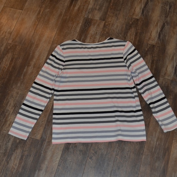 Croft and Barrow - Pink and Gray Stripe Blouse - Picture 5 of 7